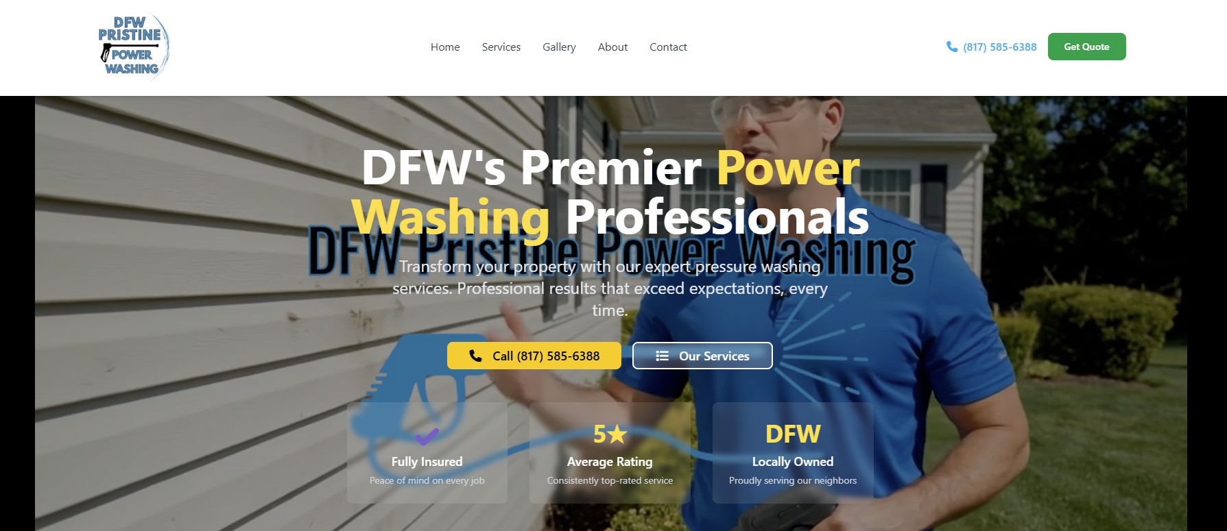 DFW Pristine Power Washing website generating leads