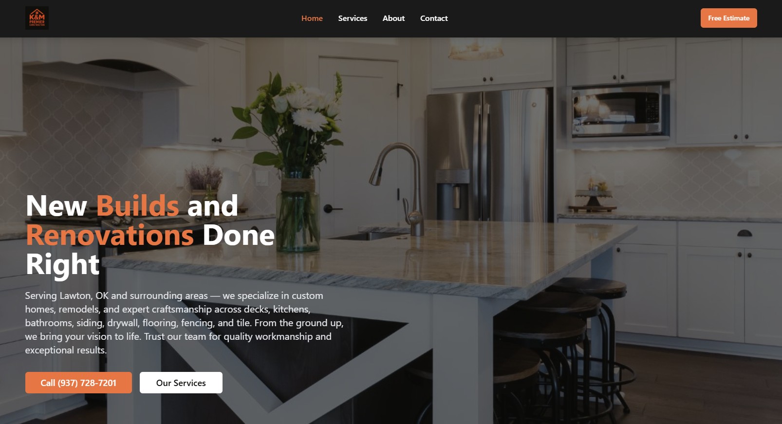 KM Premier Construction website design by OKC Site